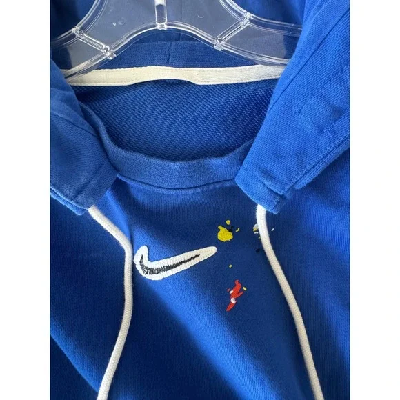 Nike Standard Issue Splatter FleeceHoodie Mens Size L Game Royal Blue DM8007